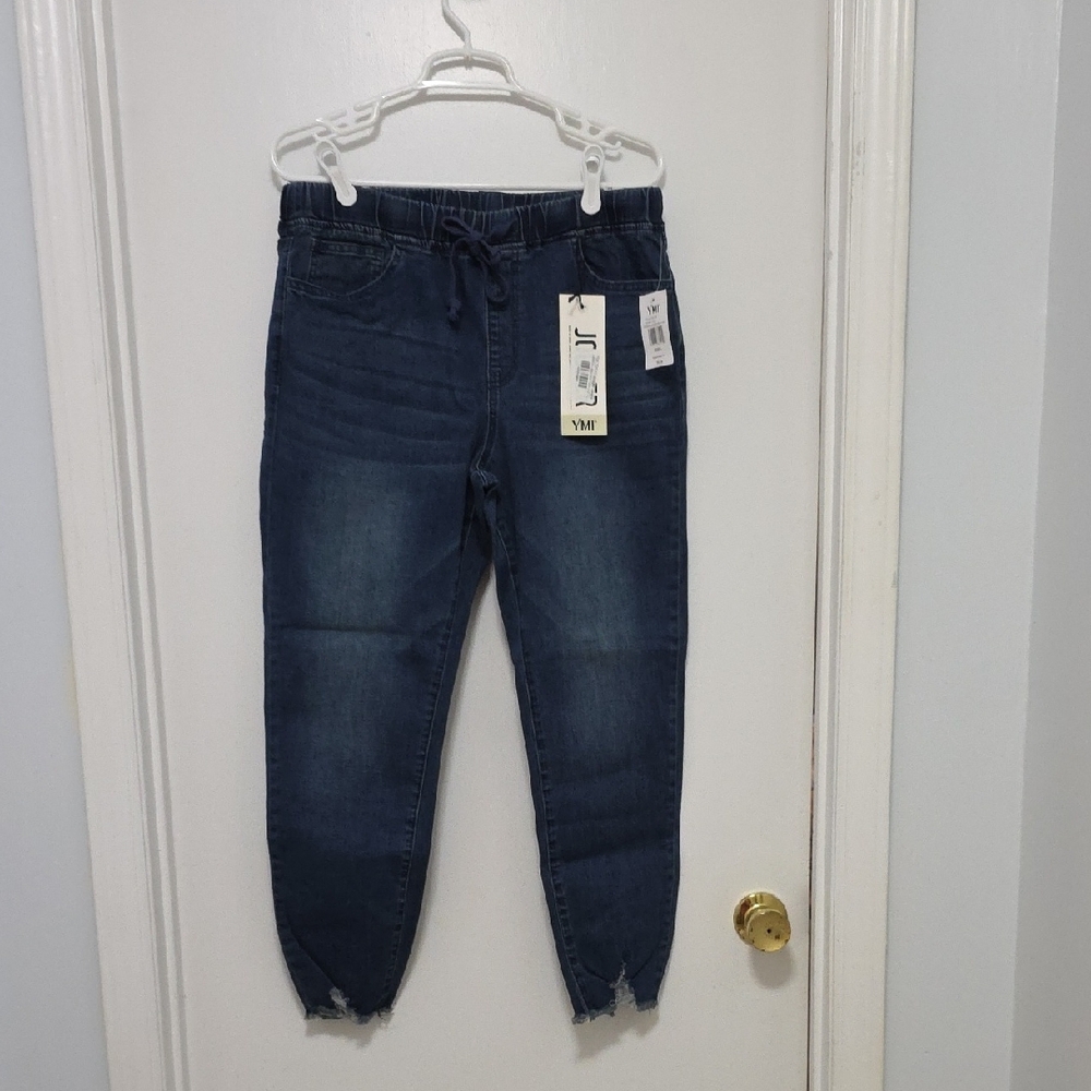 NWT YMI Whiskered High Rise Distressed Jogger Jeans Size Large